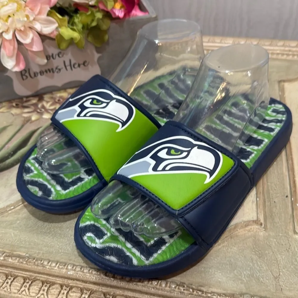 FOCO Seattle Seahawks NFL Unisex Gel Slides Flip Flops Sandals Sz S M:7/8 W:8/9